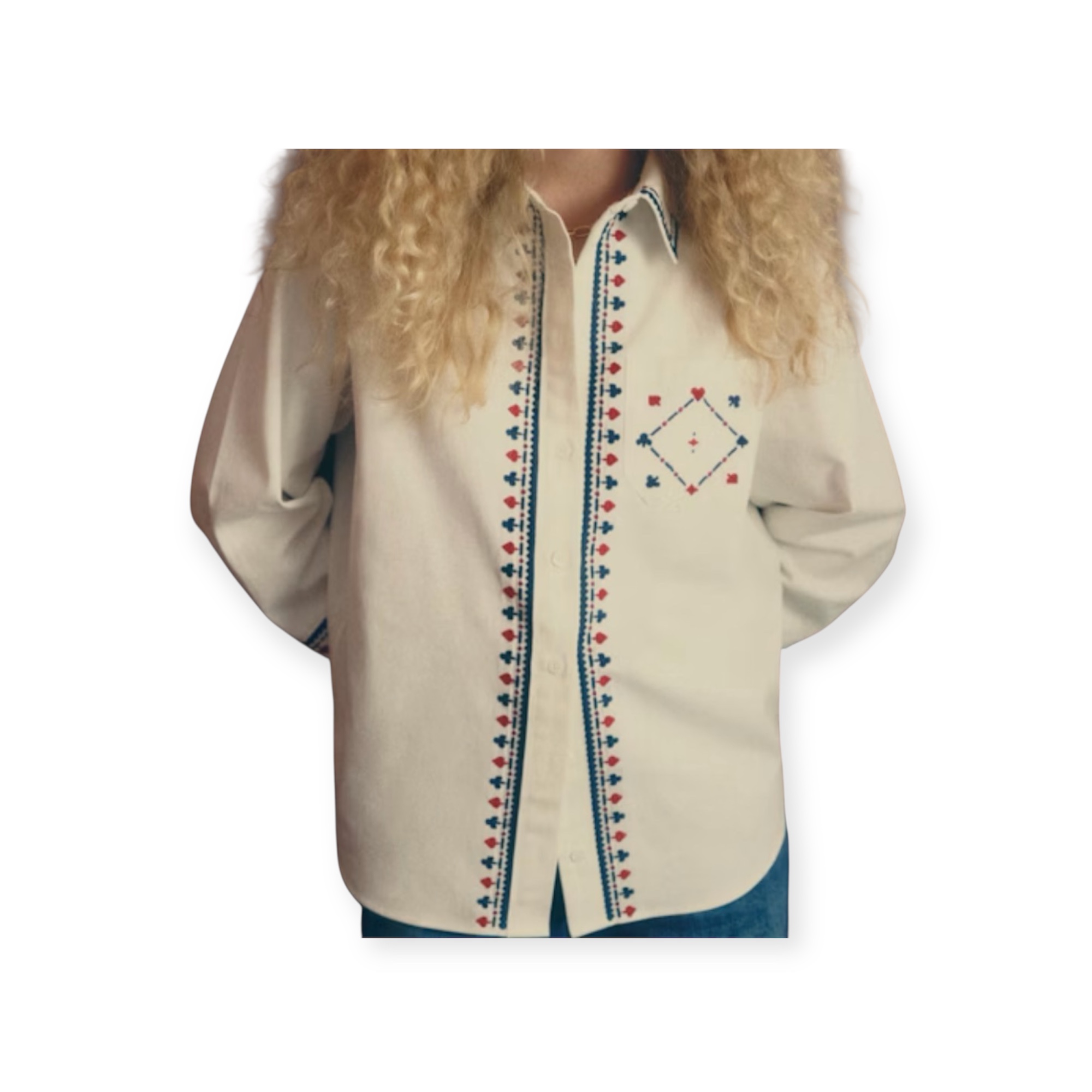 Sezane Geometric Embroidery Shirt